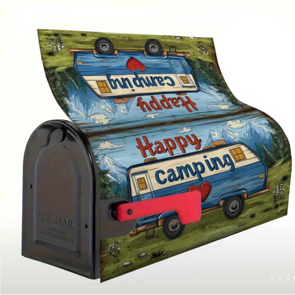 Happy Camping Mailbox Cover